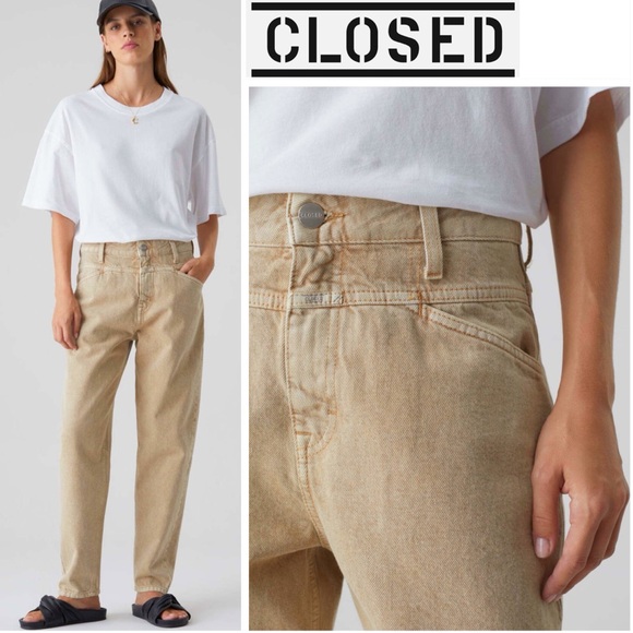 CLOSED x LENT Pant Anthro Women's Relaxed Straight Tan Denim Plus Size 33 - Picture 1 of 12